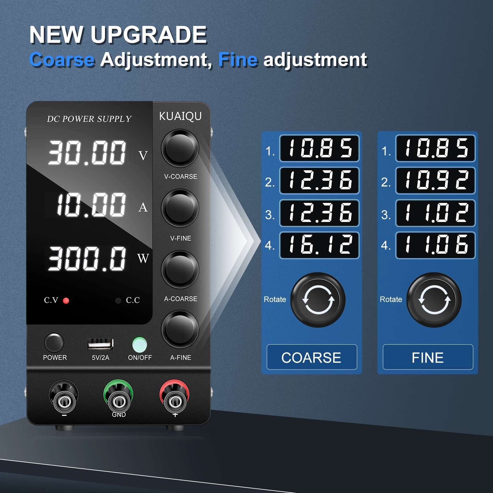 KUAIQU 30V 10A DC Power Supply Adjustable Digits Display Laboratory Power Supply Voltage Regulator 60V 5A 120V,32V 6A SPS-C3010