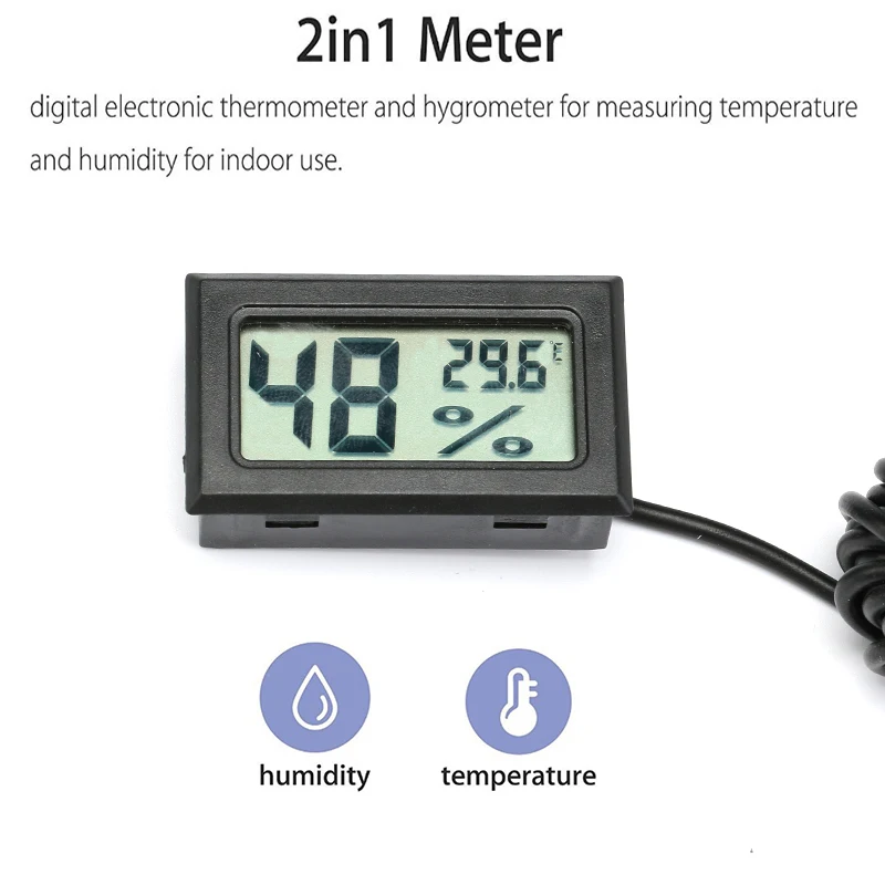 Mini Digital Humidity Meter Thermometer Hygrometer Sensor Gauge LCD Temperature Refrigerator Aquarium Monitoring Display Indoor