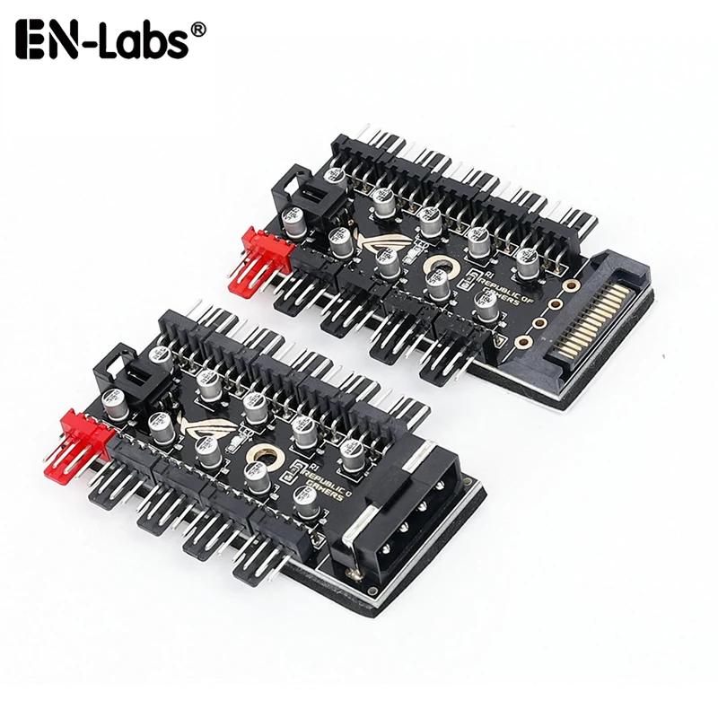 10 Port 4pin PWM Fan Hub Splitter Adpater w/ RPM Speed Controller Cable Power by IDE Molex 4 pin or SATA,Fan Spliter 4-pin 3pin
