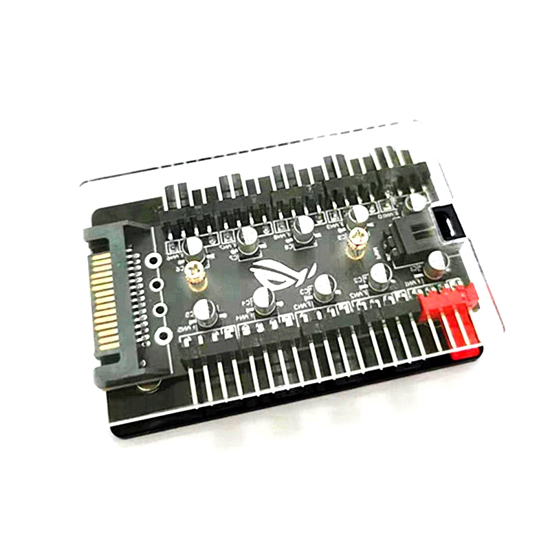 10 Port 4pin PWM Fan Hub Splitter Adpater w/ RPM Speed Controller Cable Power by IDE Molex 4 pin or SATA,Fan Spliter 4-pin 3pin