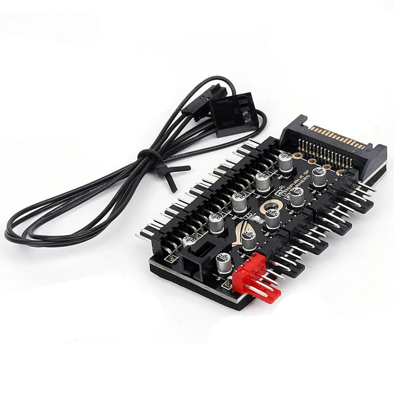 10 Port 4pin PWM Fan Hub Splitter Adpater w/ RPM Speed Controller Cable Power by IDE Molex 4 pin or SATA,Fan Spliter 4-pin 3pin