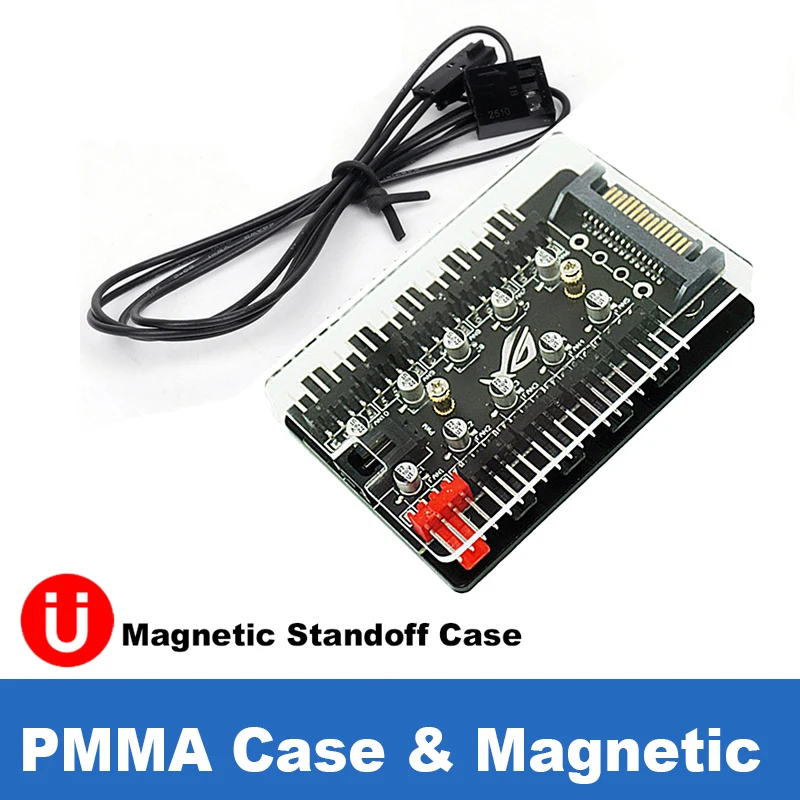 10 Port 4pin PWM Fan Hub Splitter Adpater w/ RPM Speed Controller Cable Power by IDE Molex 4 pin or SATA,Fan Spliter 4-pin 3pin