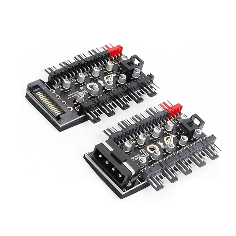 10 Port 4pin PWM Fan Hub Splitter Adpater w/ RPM Speed Controller Cable Power by IDE Molex 4 pin or SATA,Fan Spliter 4-pin 3pin