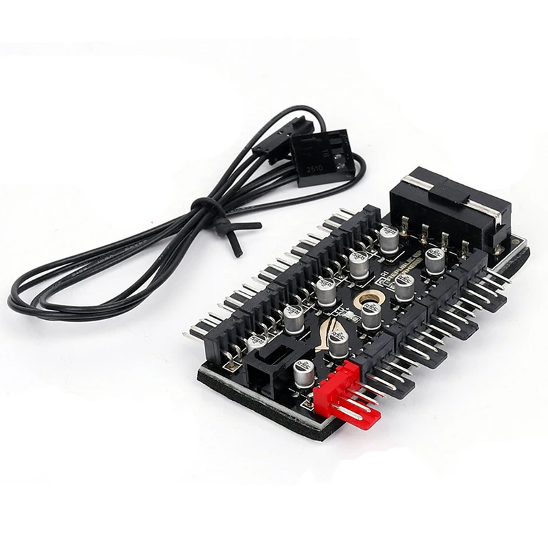 10 Port 4pin PWM Fan Hub Splitter Adpater w/ RPM Speed Controller Cable Power by IDE Molex 4 pin or SATA,Fan Spliter 4-pin 3pin