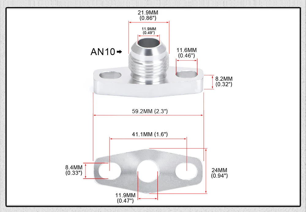 PQY - Turbo Oil Return/Drain Flange Adapter AN10 FOR TURBO GT28 GT30 GT35 T25 PQY-OFG34