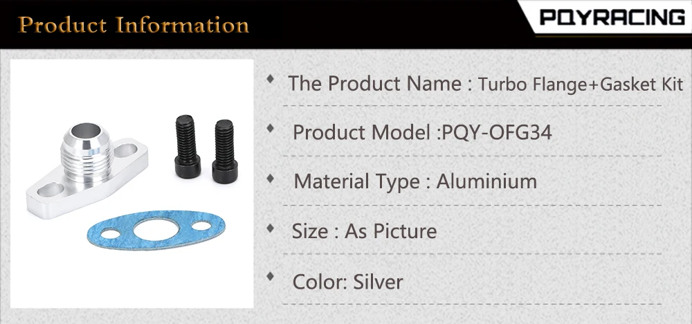 PQY - Turbo Oil Return/Drain Flange Adapter AN10 FOR TURBO GT28 GT30 GT35 T25 PQY-OFG34