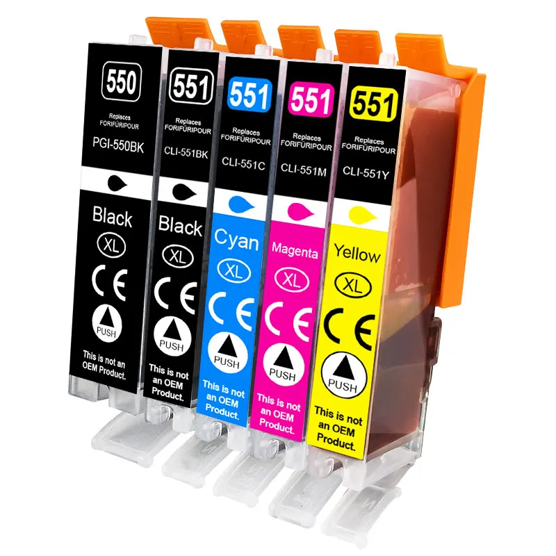 Compatible for Canon CLI 551 PGI 550 Ink Cartridges for Pixma IP7250 IX6850 MG5550 MG5650 MG6450 MG6650 MX725 MX925