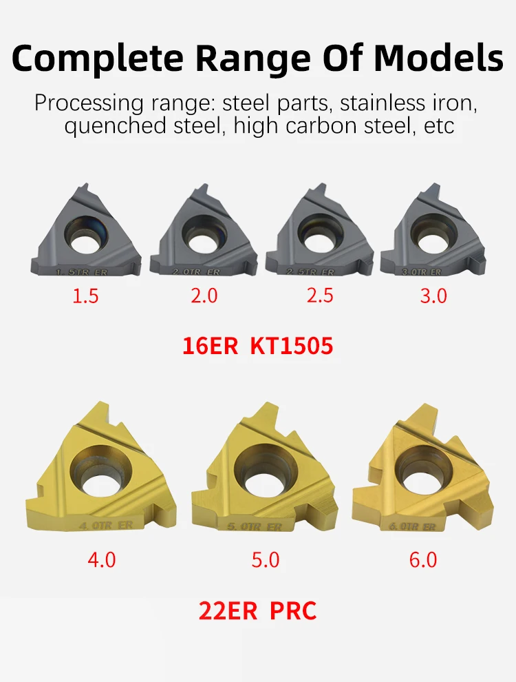 10pcs Carbide Thread Insert 16ER/IR 22ER/IR 1.5TR 2TR 2.5TR 3TR 4TR 5TR 6TR Threading Insert Trapezoidal Lathe Thread Tool Blade