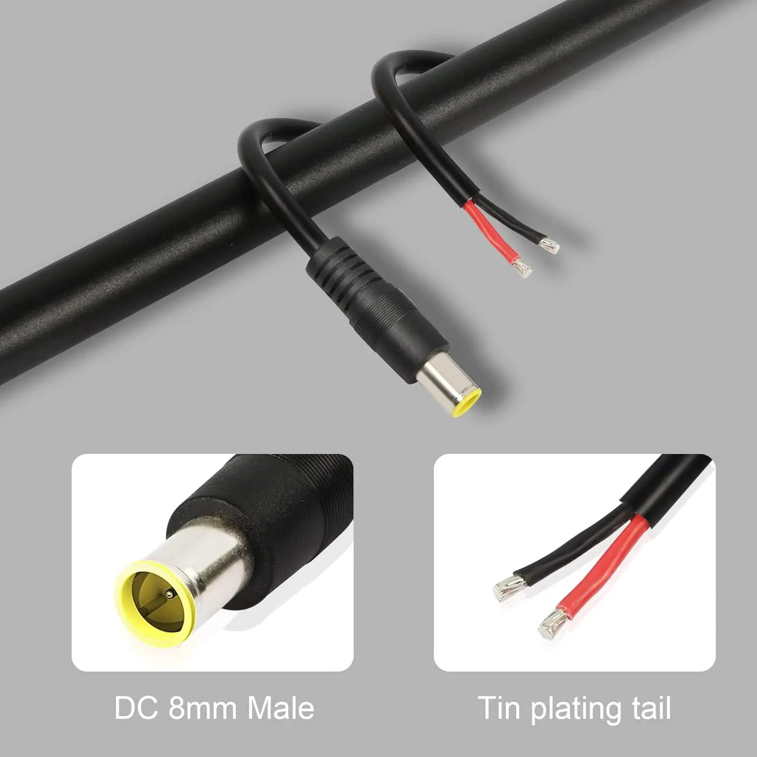 1pc DC Tip 7.9mm X 5.5mm 8mm Male Plug Connector Cable Cord For IBM Replacement 30cm/1ft 16AWG