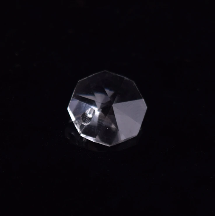 K9 Crystal Glass 14mm 50pcs 1 Hole/2 Holes Clear Color Octagon Beads For Chandelier Garlands Prism Parts