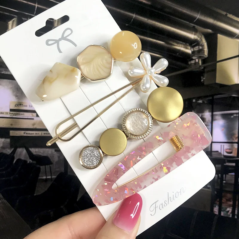 New Fashion 3/4pcs Set Pearl Hair Clip For Women Korean Hairpin Geometric Crystal Hair Barrettes Girl Hair Accessories Hairgrip