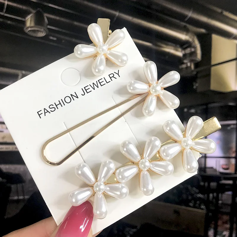 New Fashion 3/4pcs Set Pearl Hair Clip For Women Korean Hairpin Geometric Crystal Hair Barrettes Girl Hair Accessories Hairgrip