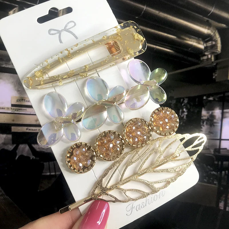 New Fashion 3/4pcs Set Pearl Hair Clip For Women Korean Hairpin Geometric Crystal Hair Barrettes Girl Hair Accessories Hairgrip