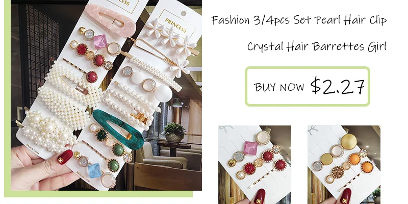New Fashion 3/4pcs Set Pearl Hair Clip For Women Korean Hairpin Geometric Crystal Hair Barrettes Girl Hair Accessories Hairgrip