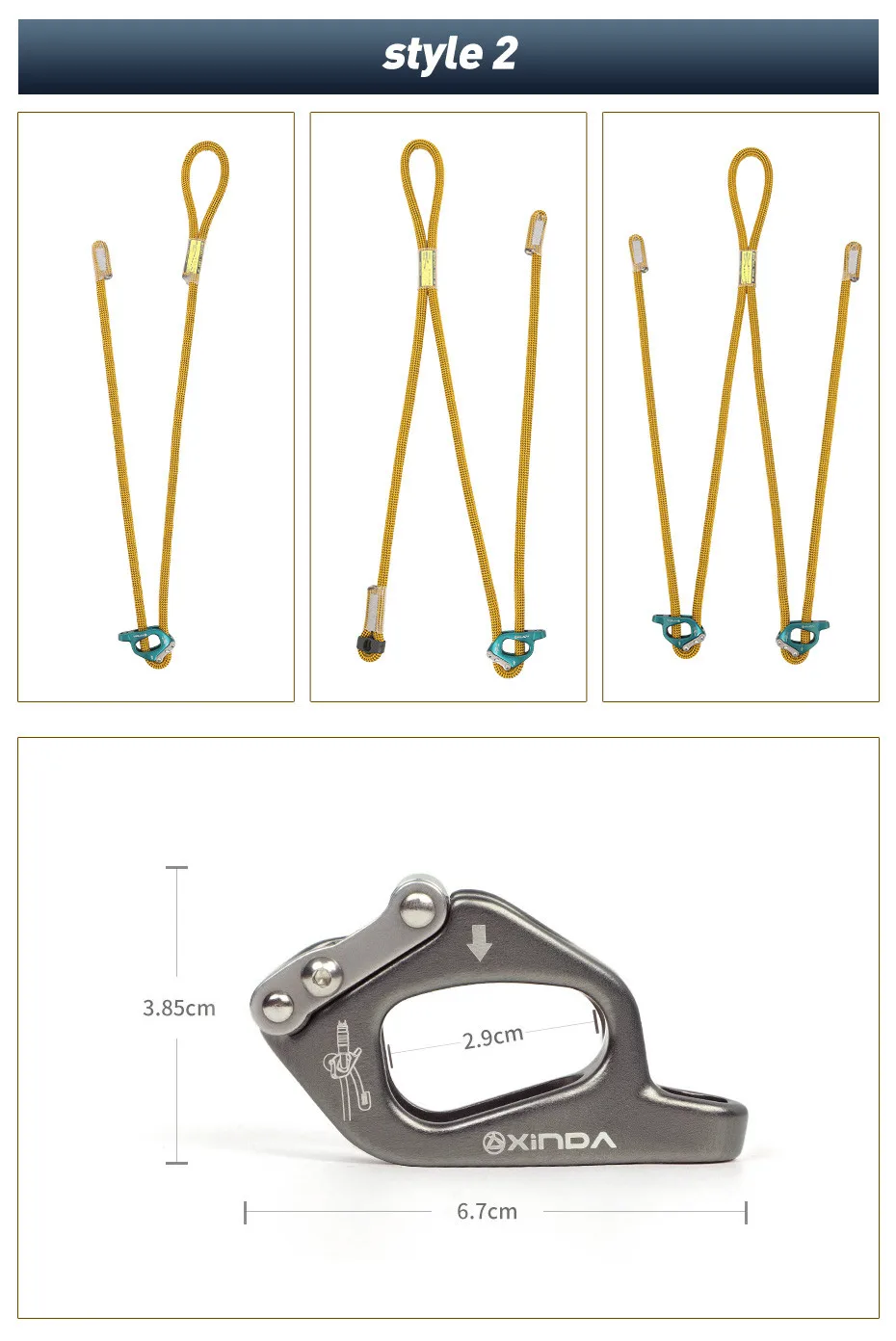 XINDA High Quality Adjust Cowstail Positioning Lanyard Adjuster For Ascending Descending Rock Climbing SRT Caving