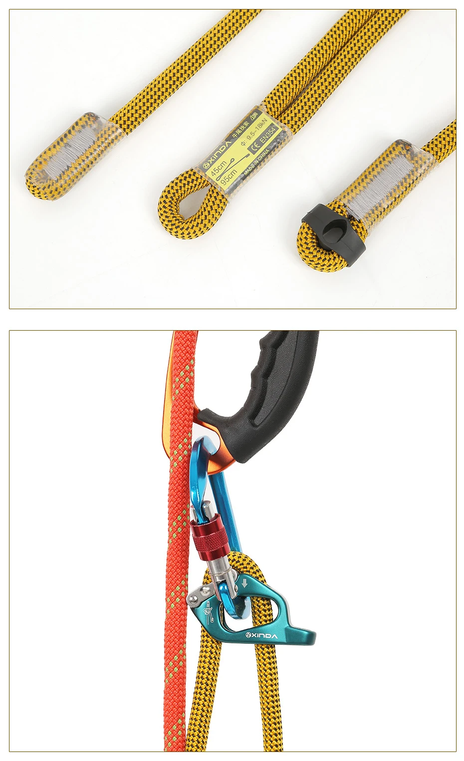 XINDA High Quality Adjust Cowstail Positioning Lanyard Adjuster For Ascending Descending Rock Climbing SRT Caving