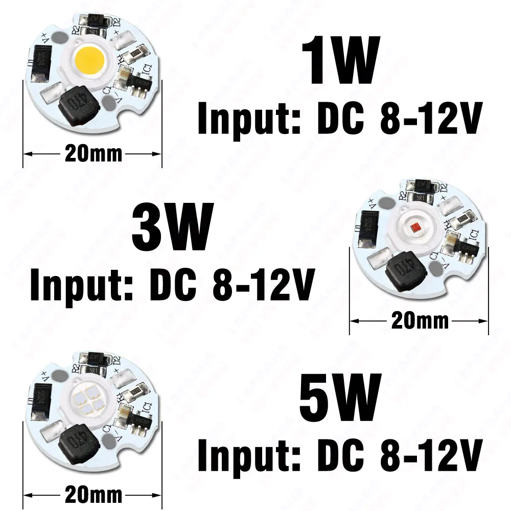 1W 3W 5W Driverless LED COB Chip White Red Green Blue Yellow Purple Full Spectrum 3-6V 8-12V 12-24V 1 3 5 W Watt Light Beads