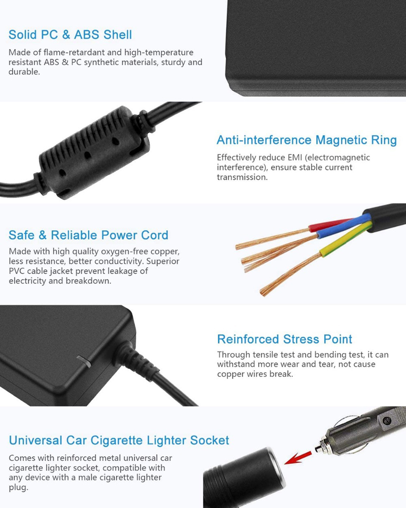 Car Power Adapter Cigarette Lighter Converter Power Convert AC Adapter DC 110V/ 220V to 12V 6A Power Adapter Supply Lighter