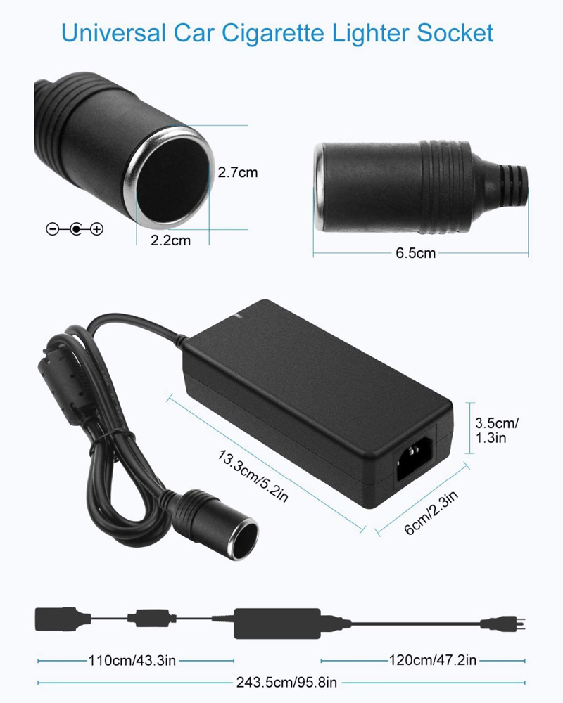 Car Power Adapter Cigarette Lighter Converter Power Convert AC Adapter DC 110V/ 220V to 12V 6A Power Adapter Supply Lighter