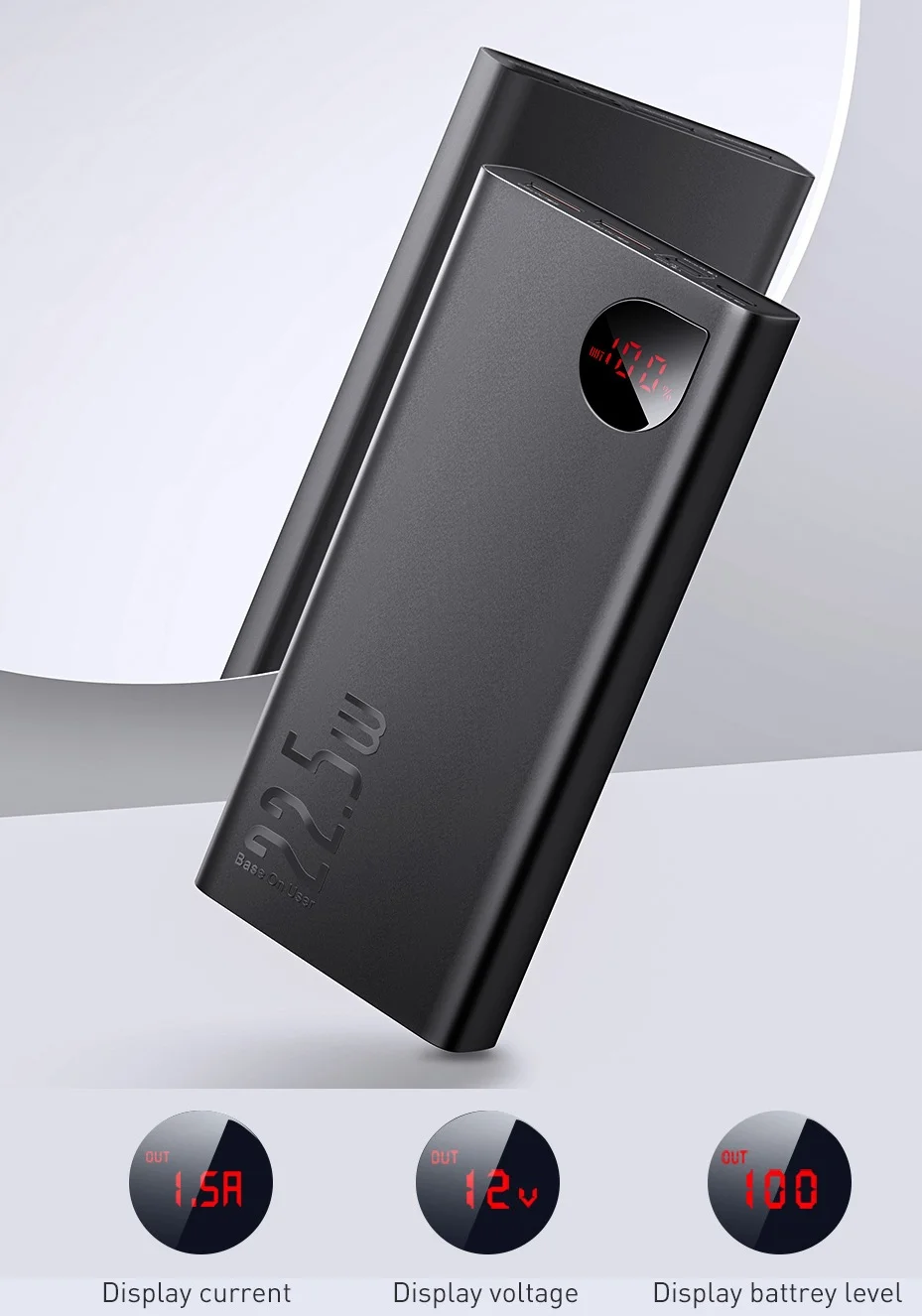 Baseus PD 22.5W Power Bank 10000mAh Portable Fast Charging Powerbank Type C USB-C PD Qucik Charge External Battery Charger