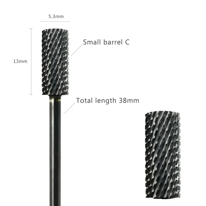 HYTOOS Barrel Nail Drill Bits 3/32" Carbide Nail Bit Rotary Manicure Cutters Nails Accessories Gel Removal Milling Cutter Tool