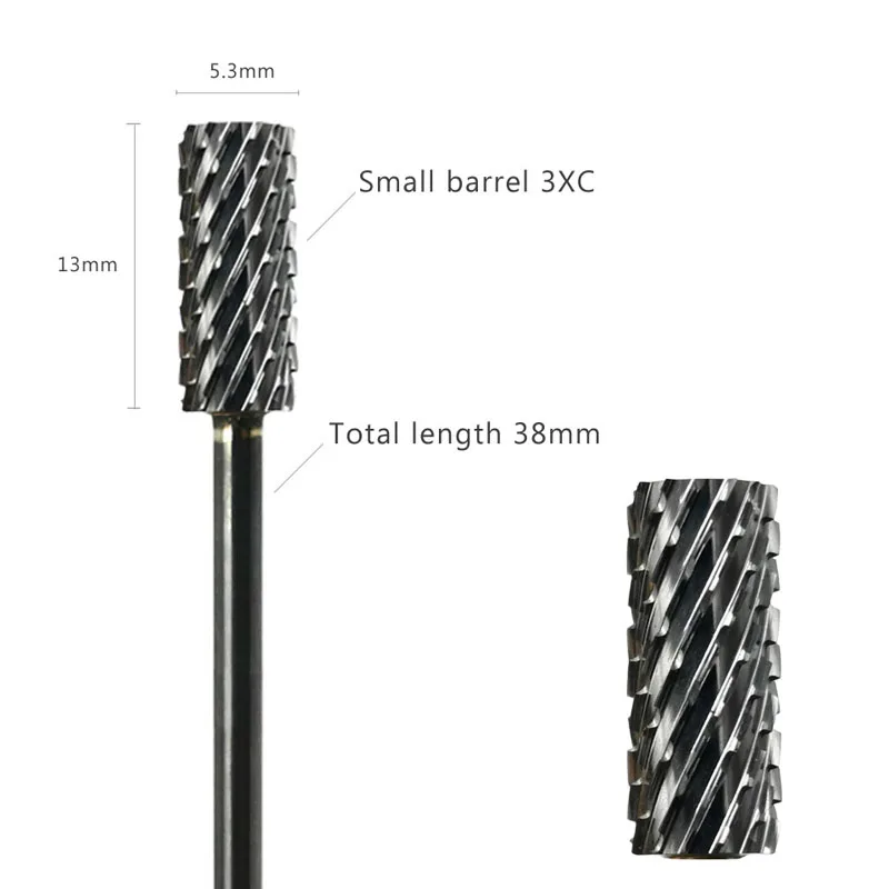 HYTOOS Barrel Nail Drill Bits 3/32" Carbide Nail Bit Rotary Manicure Cutters Nails Accessories Gel Removal Milling Cutter Tool