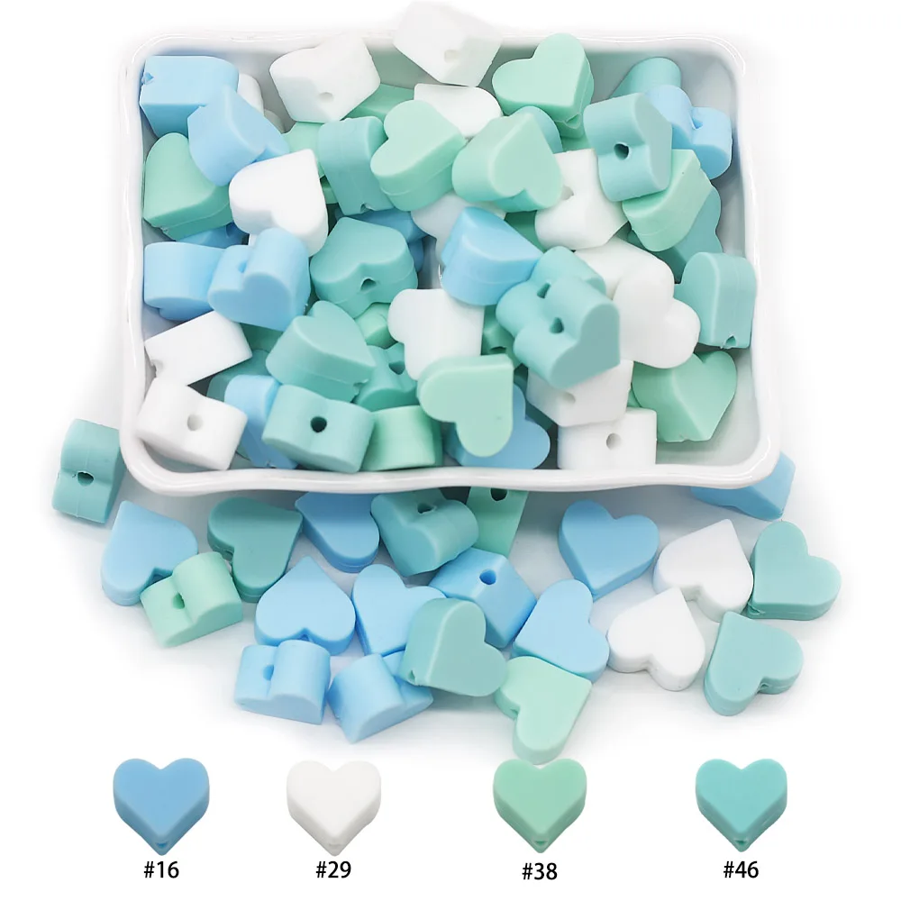Cute-Idea 10PCs Heart Teether Pacifier Pendants Accessories Chain BPA Free Chewable Teething Soft Baby Product Food Grade