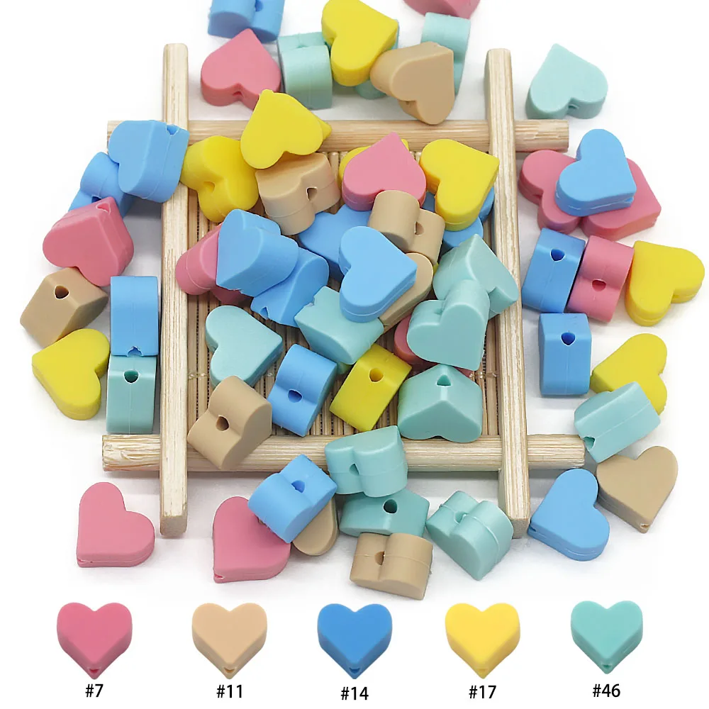 Cute-Idea 10PCs Heart Teether Pacifier Pendants Accessories Chain BPA Free Chewable Teething Soft Baby Product Food Grade