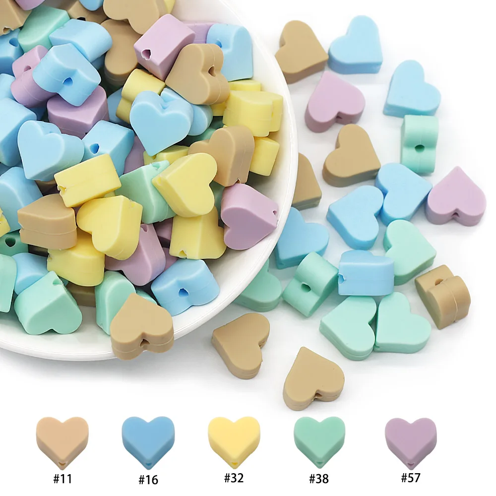 Cute-Idea 10PCs Heart Teether Pacifier Pendants Accessories Chain BPA Free Chewable Teething Soft Baby Product Food Grade