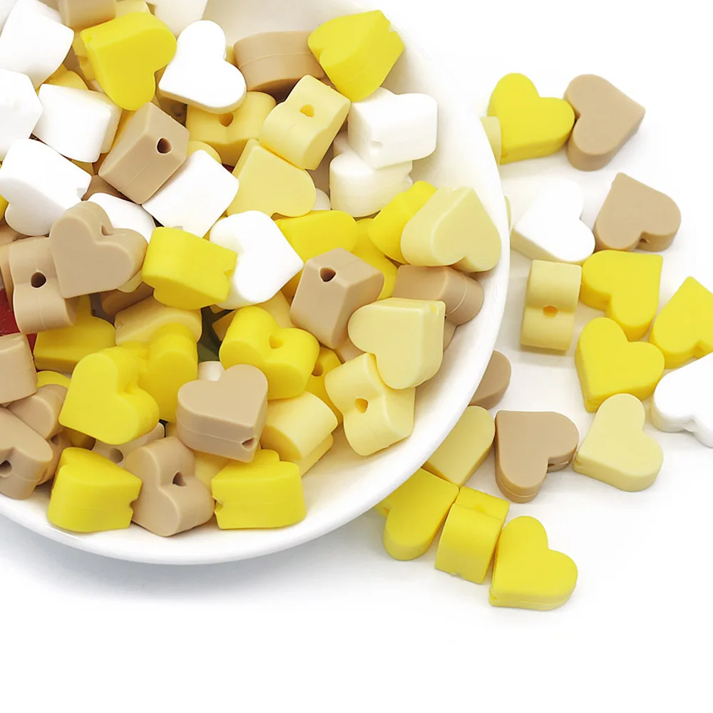 Cute-Idea 10PCs Heart Teether Pacifier Pendants Accessories Chain BPA Free Chewable Teething Soft Baby Product Food Grade