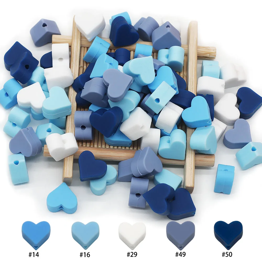 Cute-Idea 10PCs Heart Teether Pacifier Pendants Accessories Chain BPA Free Chewable Teething Soft Baby Product Food Grade