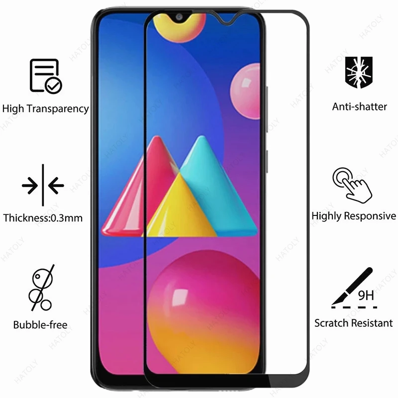 2PCS For Samsung Galaxy M02s Glass for Samsung Galaxy M02s Tempered Glass M02 M12 M51 M31s A72 A52 A32 A12 A02s Screen Protector