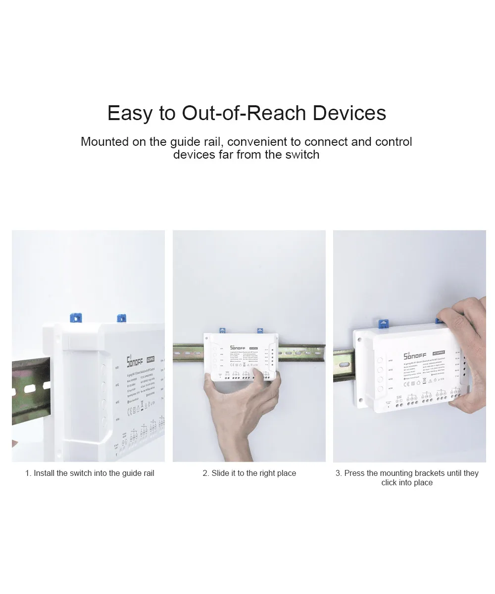 SONOFF-WiFi Smart Switch Module, Voice Control, Interlock Inching Mode via eWeLink App, Support Alexa and Google, 4CHR3/4CHPROR3