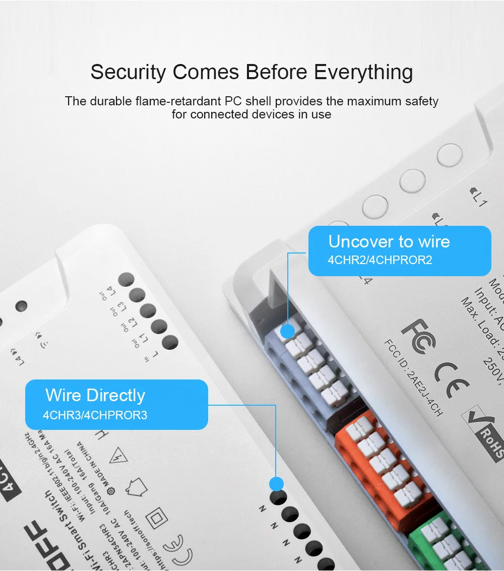 SONOFF-WiFi Smart Switch Module, Voice Control, Interlock Inching Mode via eWeLink App, Support Alexa and Google, 4CHR3/4CHPROR3