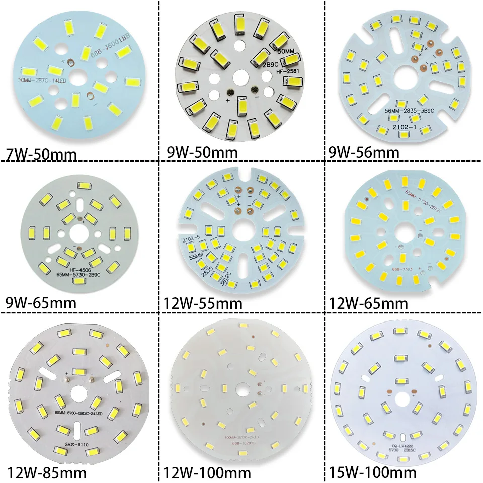 LED SMD Chip 3W 5W 7W 9W 12W 15W 18W 24W 30W 36W Brightness Light Board For LED Bulb Light Downlight Ceiling PCB With LED