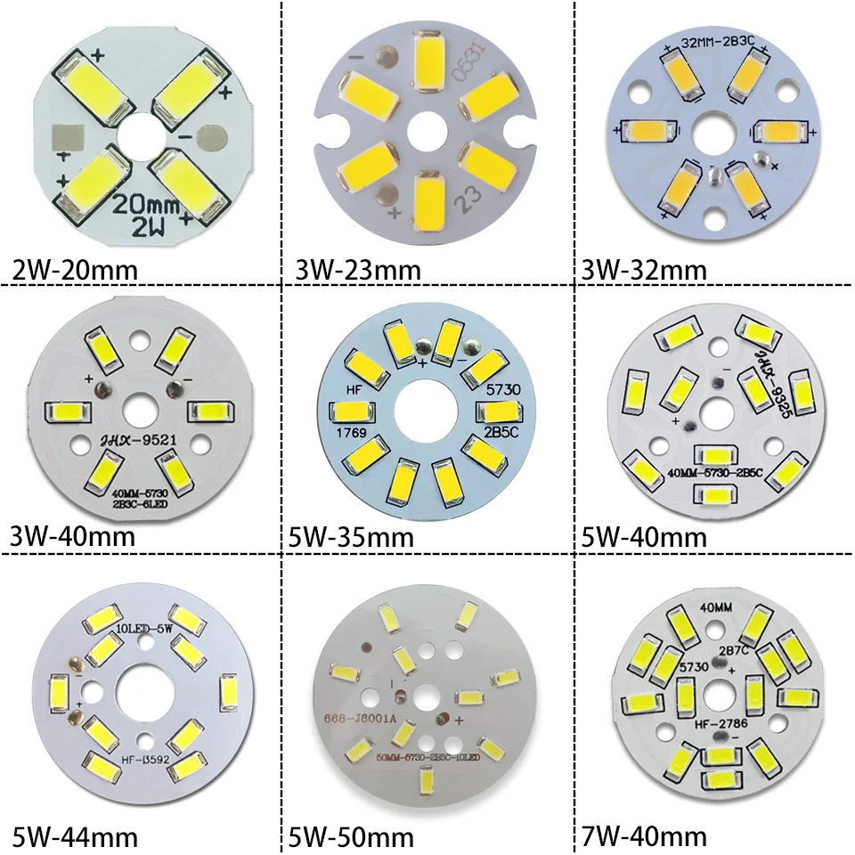 LED SMD Chip 3W 5W 7W 9W 12W 15W 18W 24W 30W 36W Brightness Light Board For LED Bulb Light Downlight Ceiling PCB With LED