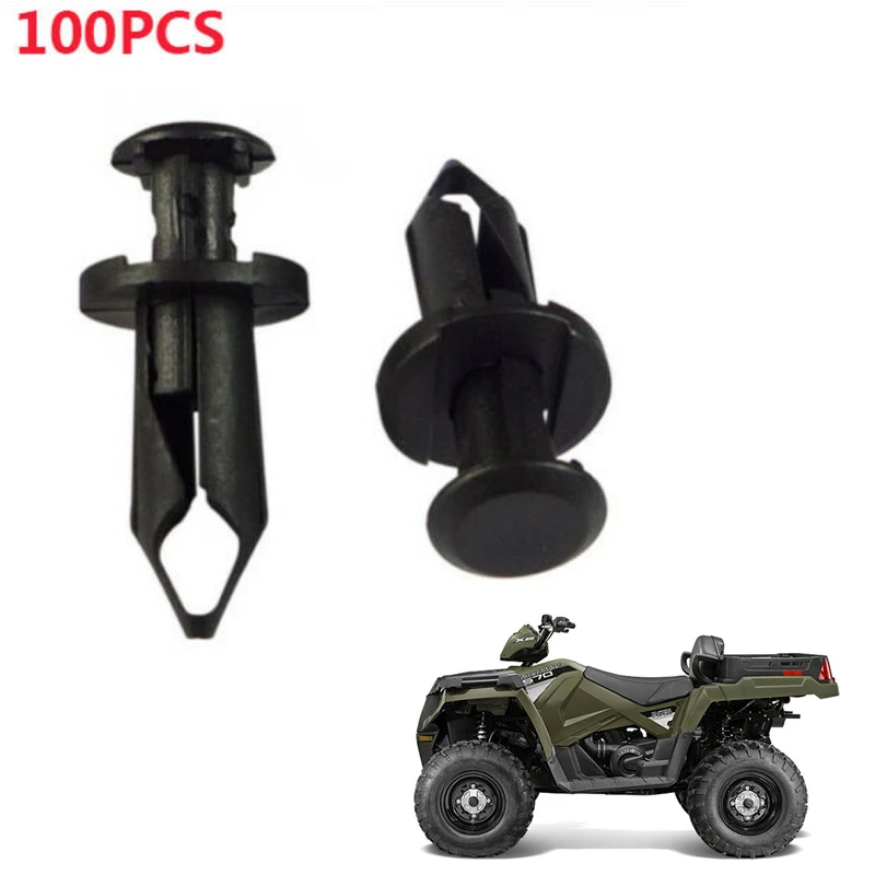 100Pcs 8mm Fender Clip Body Rivet Fastener Hole Push Pin Clip ABS Plastic for Polaris Sportsman Rangers RZR 550 850 XP ATV UT