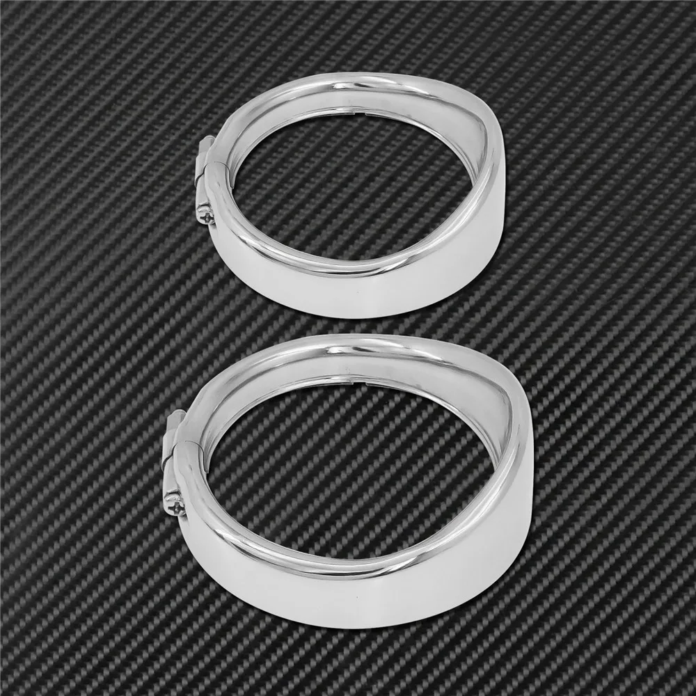 Motorcycle Visor Style Turn Signal Trim Ring With Rubber Rings Black/Chrome For Harley Touring Electra Glide Road King Softail