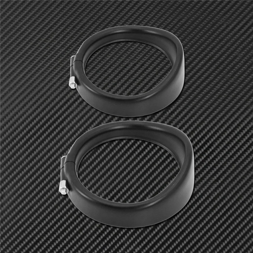 Motorcycle Visor Style Turn Signal Trim Ring With Rubber Rings Black/Chrome For Harley Touring Electra Glide Road King Softail