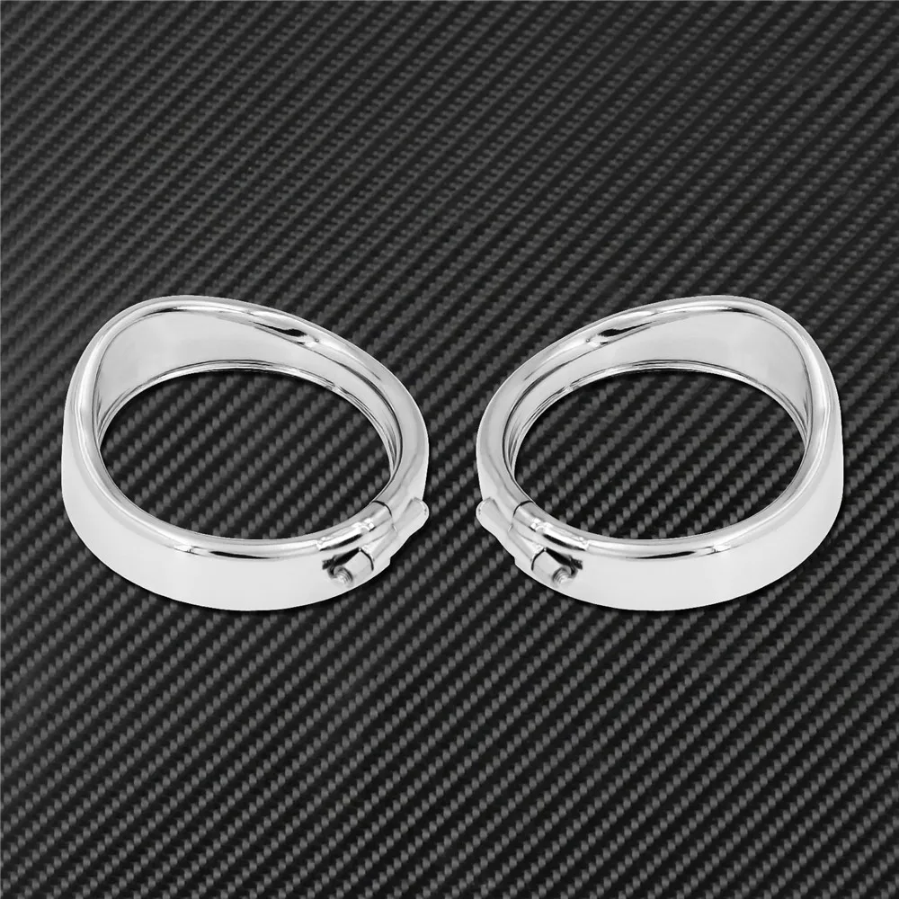Motorcycle Visor Style Turn Signal Trim Ring With Rubber Rings Black/Chrome For Harley Touring Electra Glide Road King Softail