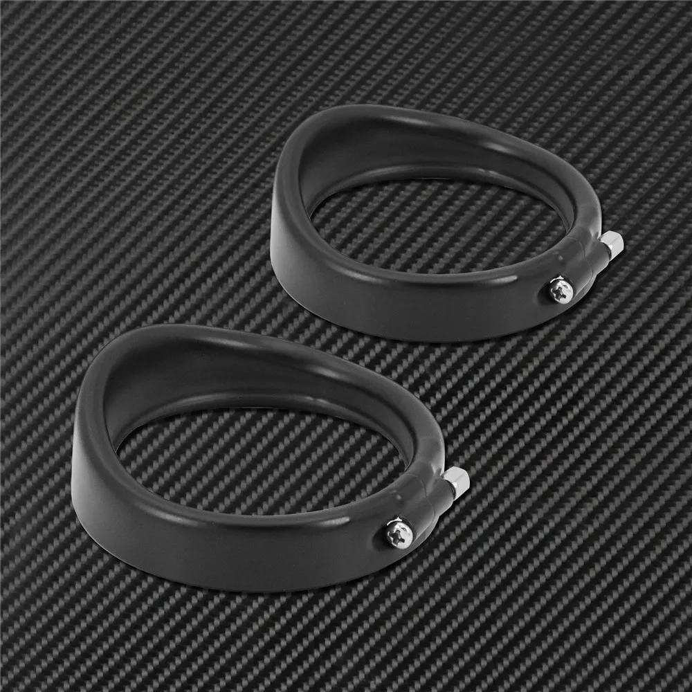Motorcycle Visor Style Turn Signal Trim Ring With Rubber Rings Black/Chrome For Harley Touring Electra Glide Road King Softail