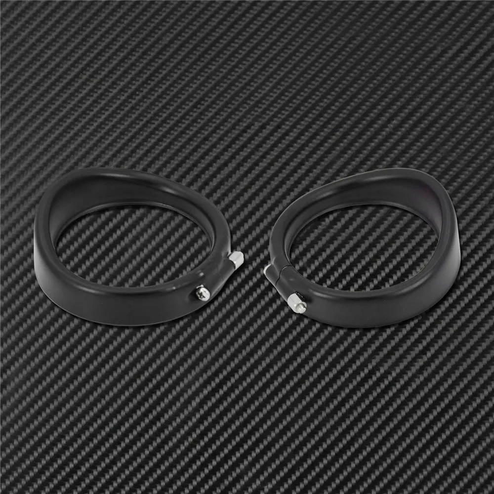 Motorcycle Visor Style Turn Signal Trim Ring With Rubber Rings Black/Chrome For Harley Touring Electra Glide Road King Softail