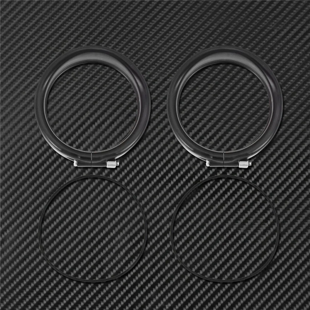 Motorcycle Visor Style Turn Signal Trim Ring With Rubber Rings Black/Chrome For Harley Touring Electra Glide Road King Softail