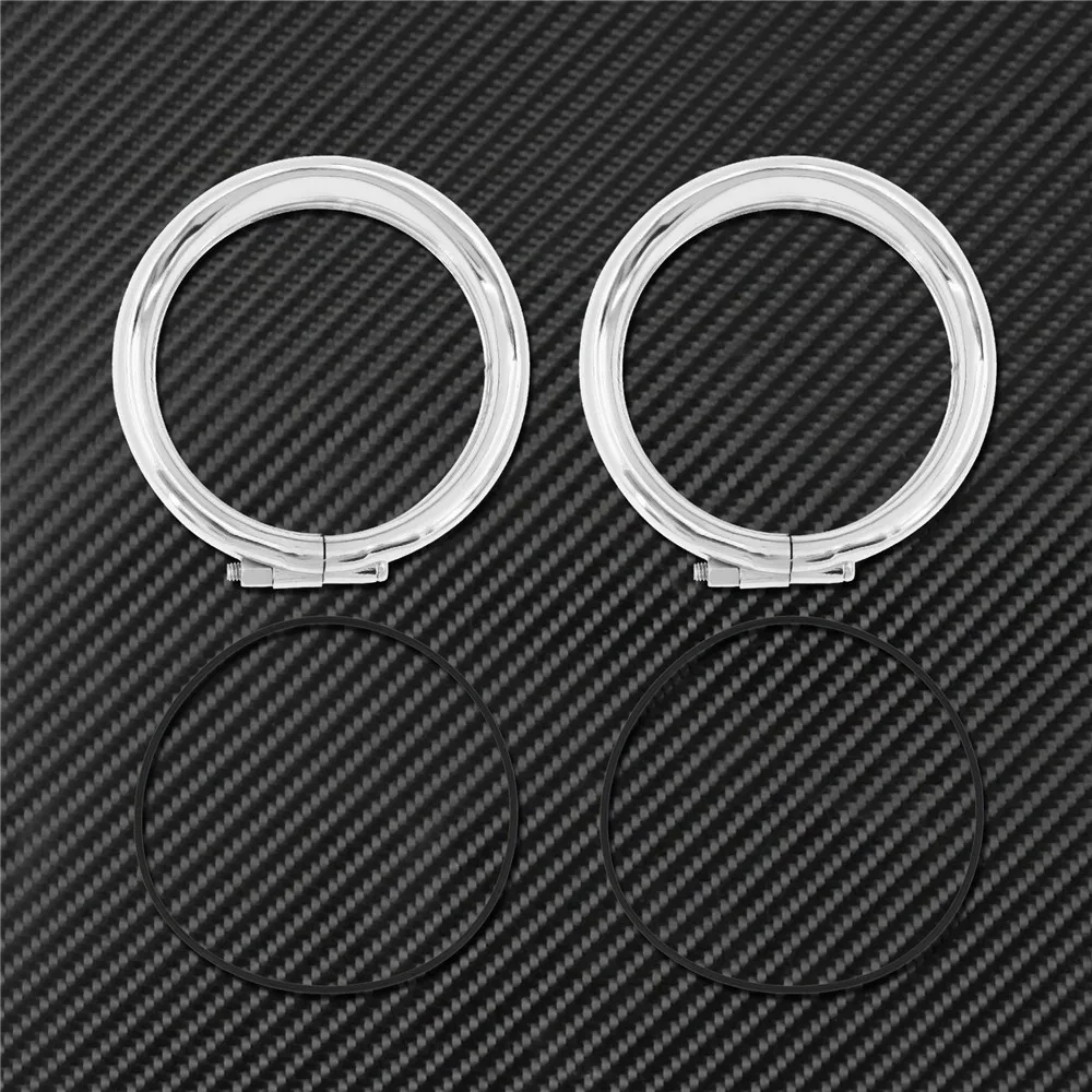 Motorcycle Visor Style Turn Signal Trim Ring With Rubber Rings Black/Chrome For Harley Touring Electra Glide Road King Softail