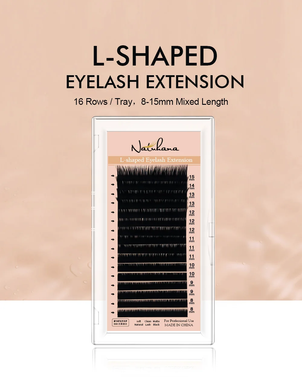 L/L+/LC/LD/LU Curl Mink Eyelash Extension Matte Black 8-15mm 16 Rows Mix Individual False Eyelashes OEM L N Makeup Eye Lashes