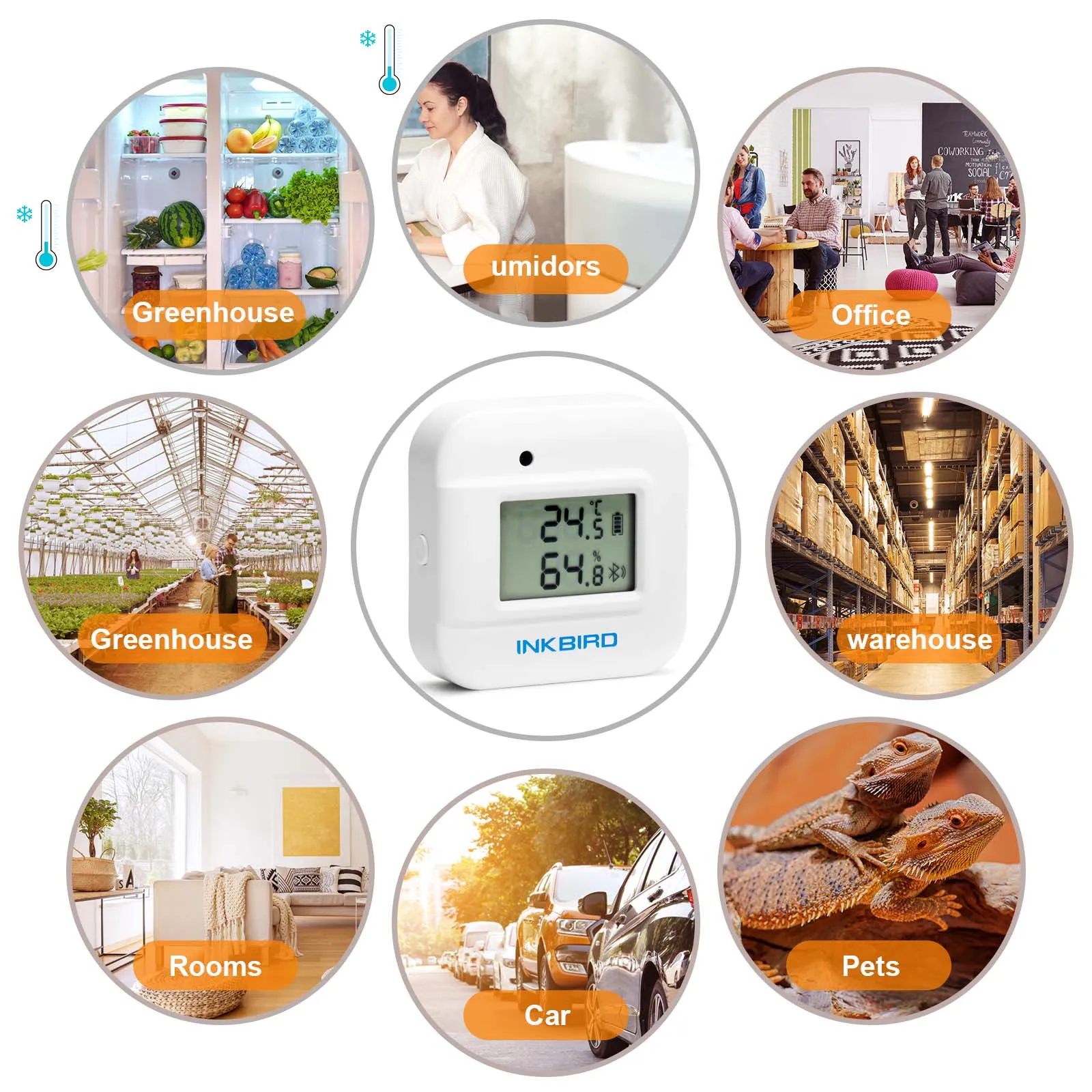 INKBIRD 3 Types of IBS-TH2 Smart Bluetooth Thermometer&Hygrometer Temperature Humidity Sensor for Home Weather Station Data Expt
