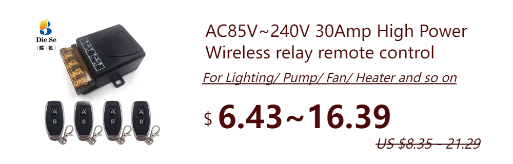 Wireless Remote Control DC 6V 12V 24V 30V 4CH RF Relay Receiver and 433MHZ Transmitter for Garage/Light/Motor/Home Appliance