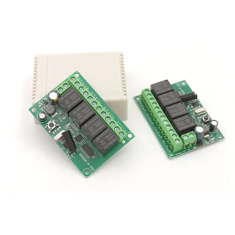 Wireless Remote Control DC 6V 12V 24V 30V 4CH RF Relay Receiver and 433MHZ Transmitter for Garage/Light/Motor/Home Appliance