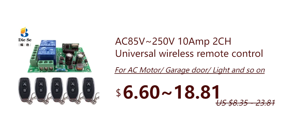 Wireless Remote Control DC 6V 12V 24V 30V 4CH RF Relay Receiver and 433MHZ Transmitter for Garage/Light/Motor/Home Appliance