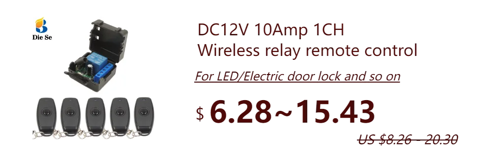 Wireless Remote Control DC 6V 12V 24V 30V 4CH RF Relay Receiver and 433MHZ Transmitter for Garage/Light/Motor/Home Appliance